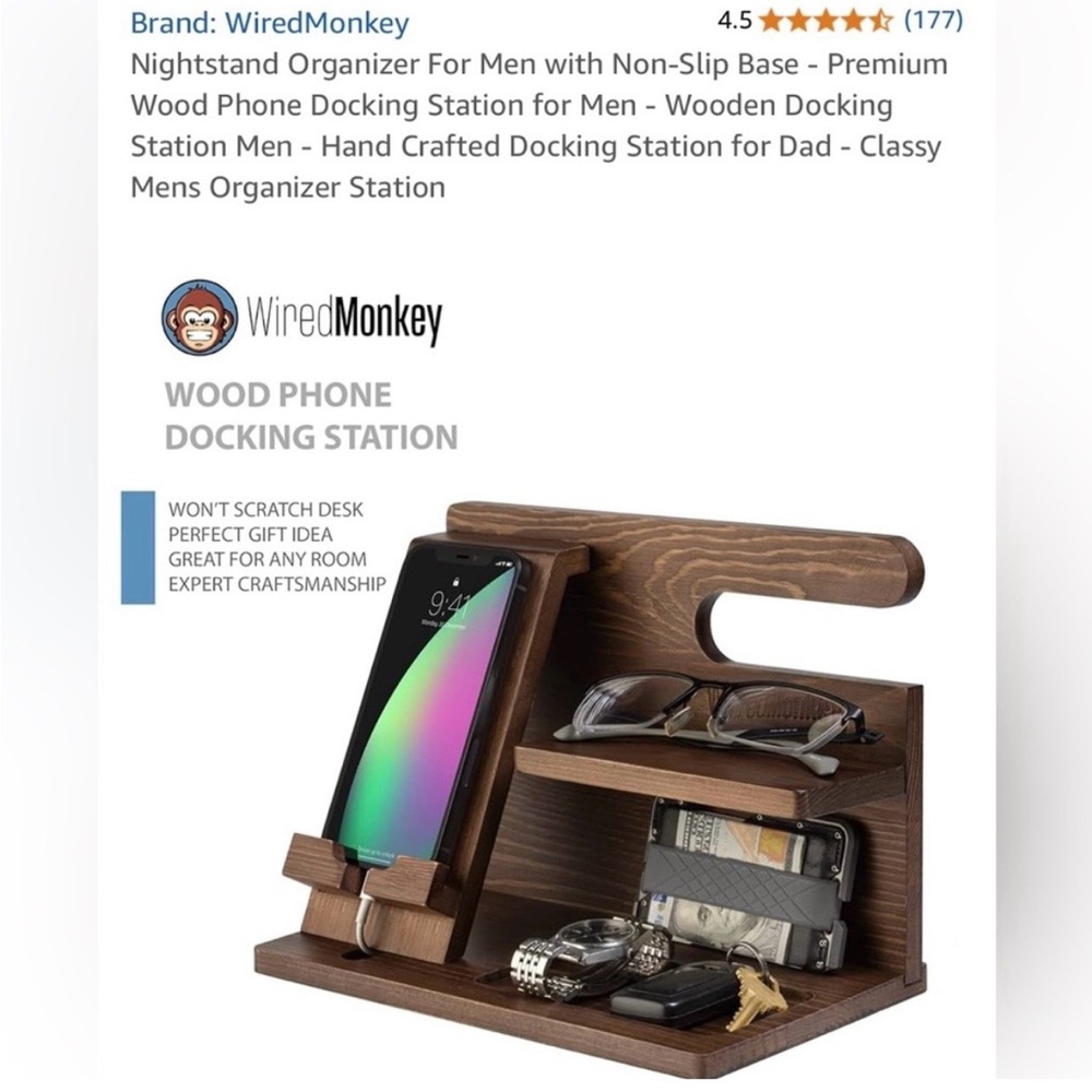 NIB (New in Box) Wired Monkey Wood Phone Docking Station